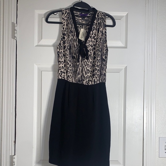 NWT forever 21 Chic Leopard Print Black Dress size s - Picture 1 of 9